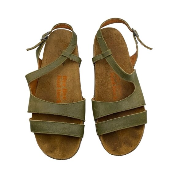 Art Company Shoes Sandals 42 Green Leather Strappy Comfort Flats Spain US 11 - Picture 1 of 7